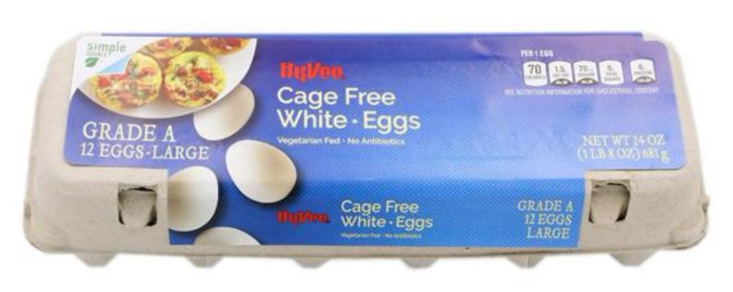 Cage Free Large White Eggs Vegetarian Fed