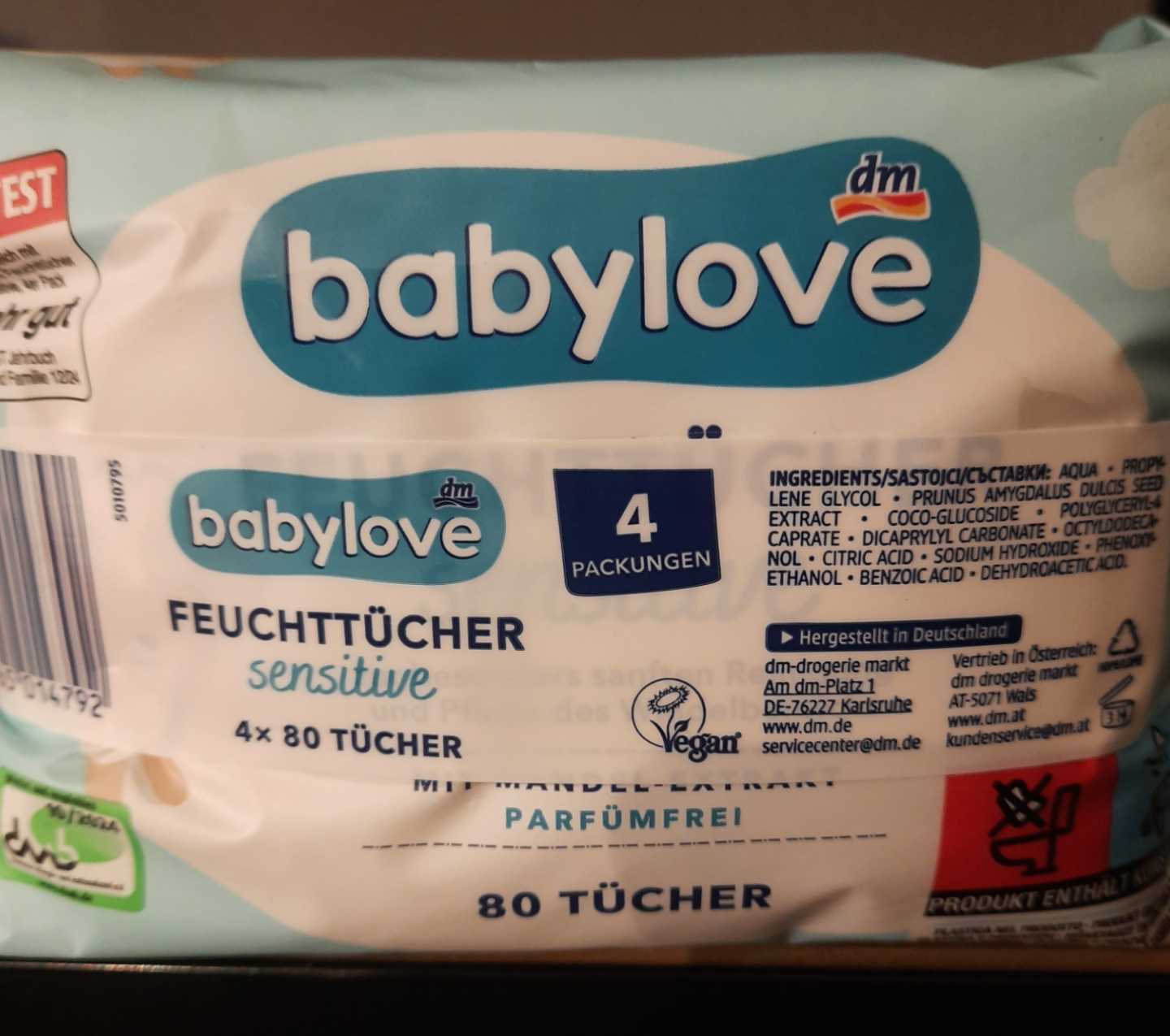 Babylove Feuchttücher Sensitive
