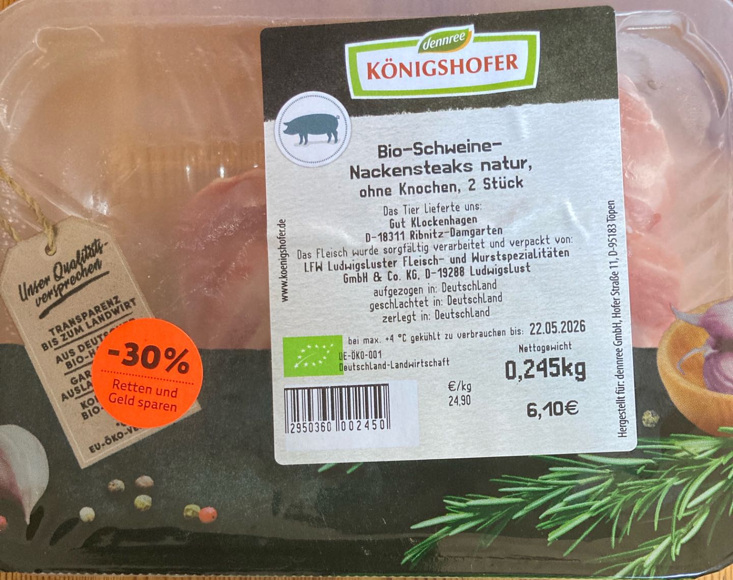 Schweine-Nackensteaks natur, Königshofer