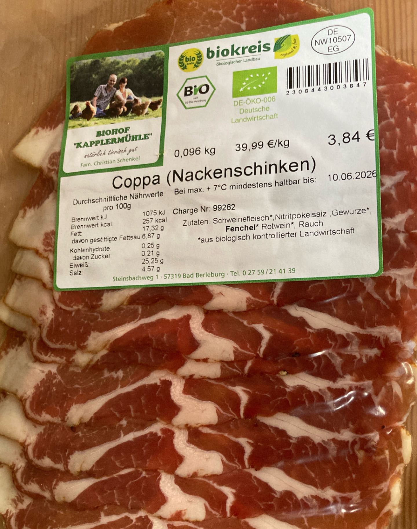 Coppa - Nackenschinken, Kapplermühle