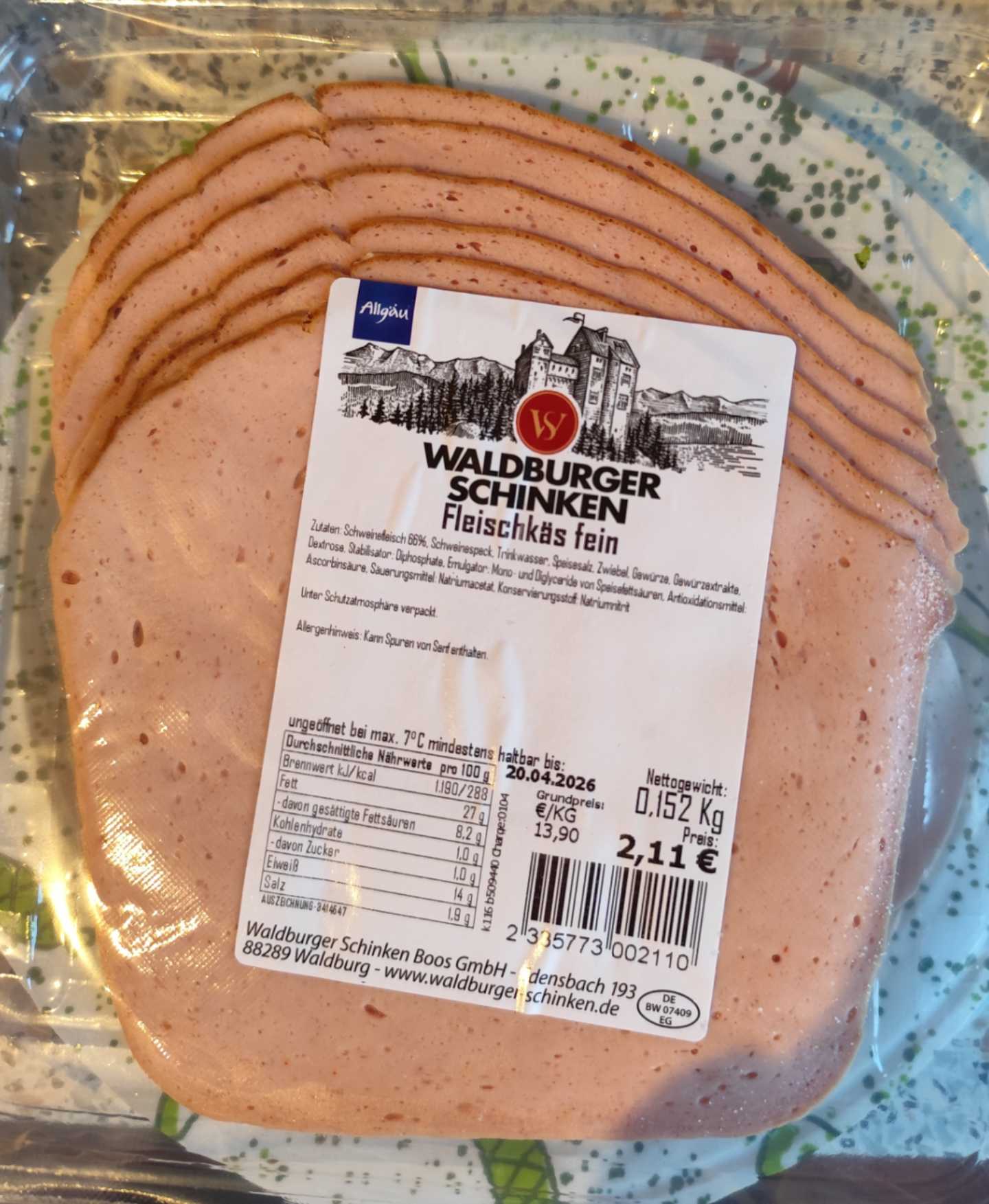 Fleischkäse fein