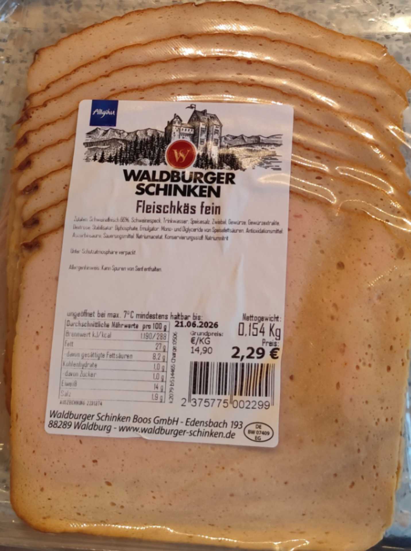 Fleischkäse fein