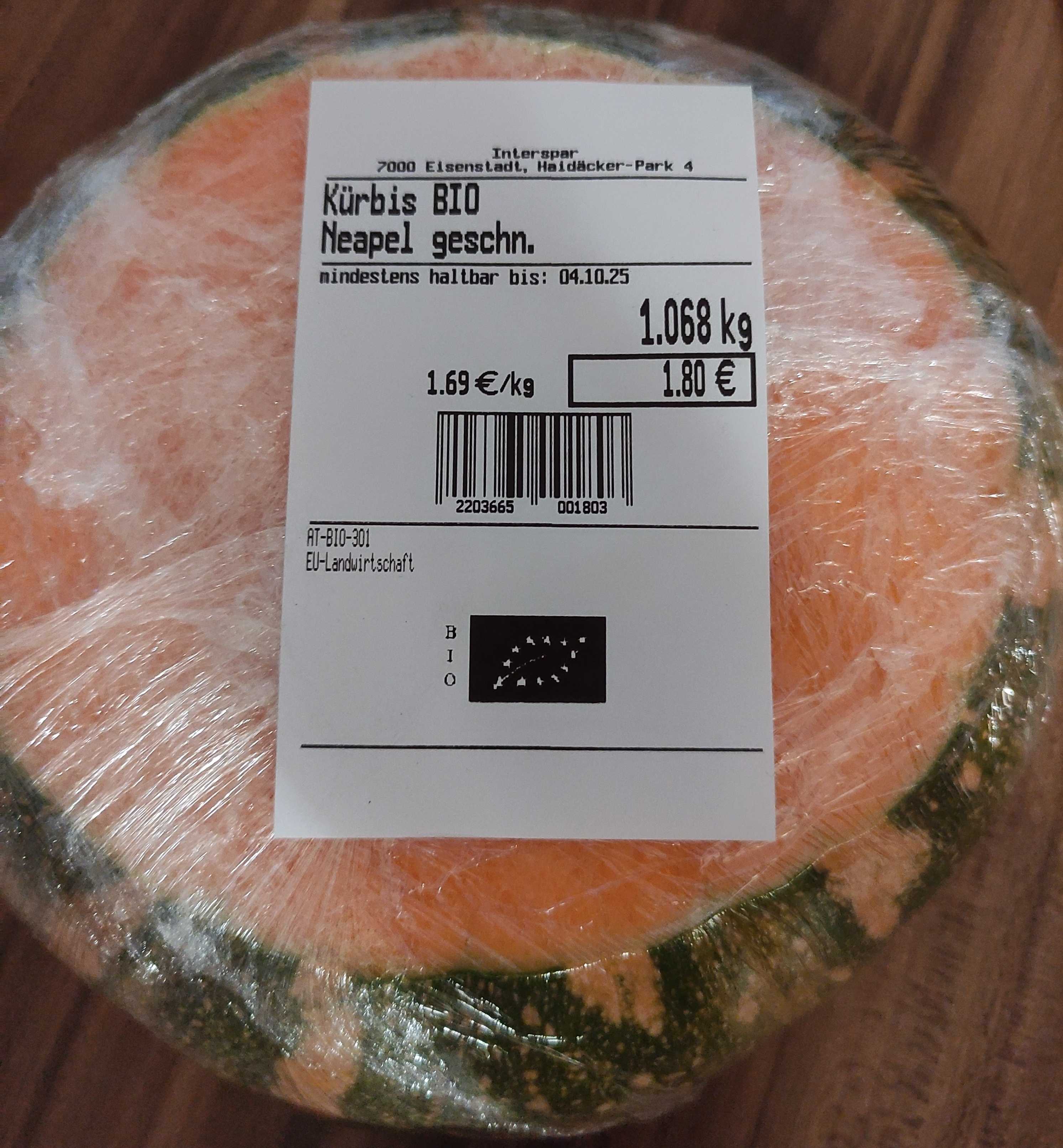 Kürbis - Neapel - bio - geschnitten