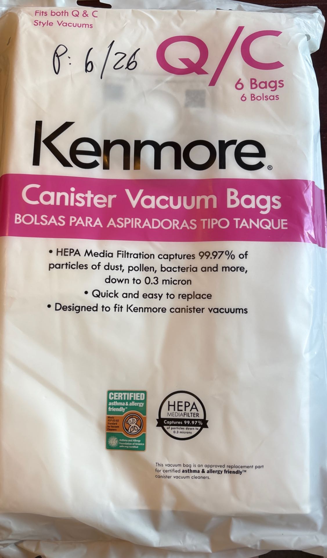 Q/C Canister Vacuum Bags
