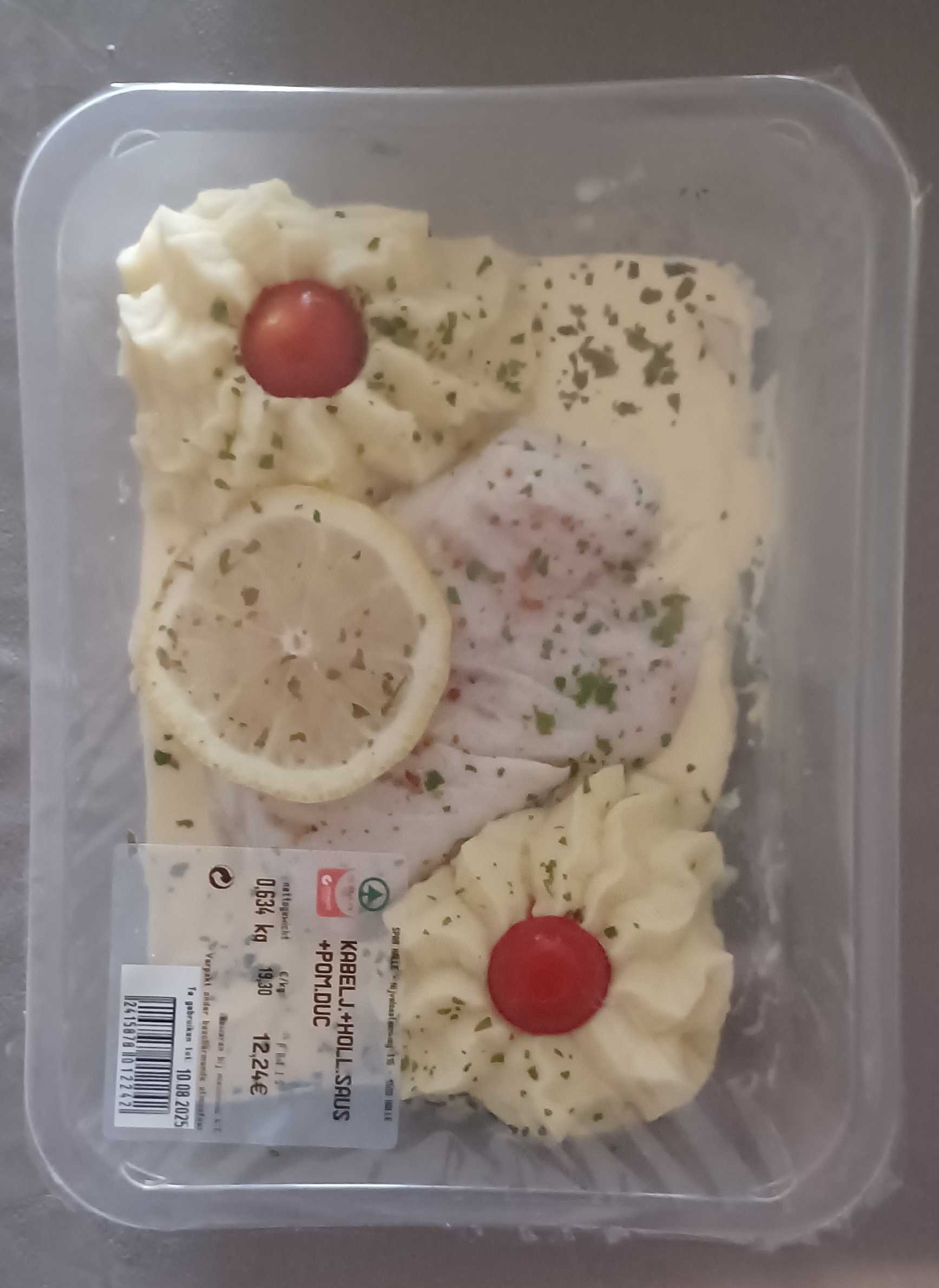 Kant-en-klare maaltijd (kabeljauw+hollandse saus+puree)