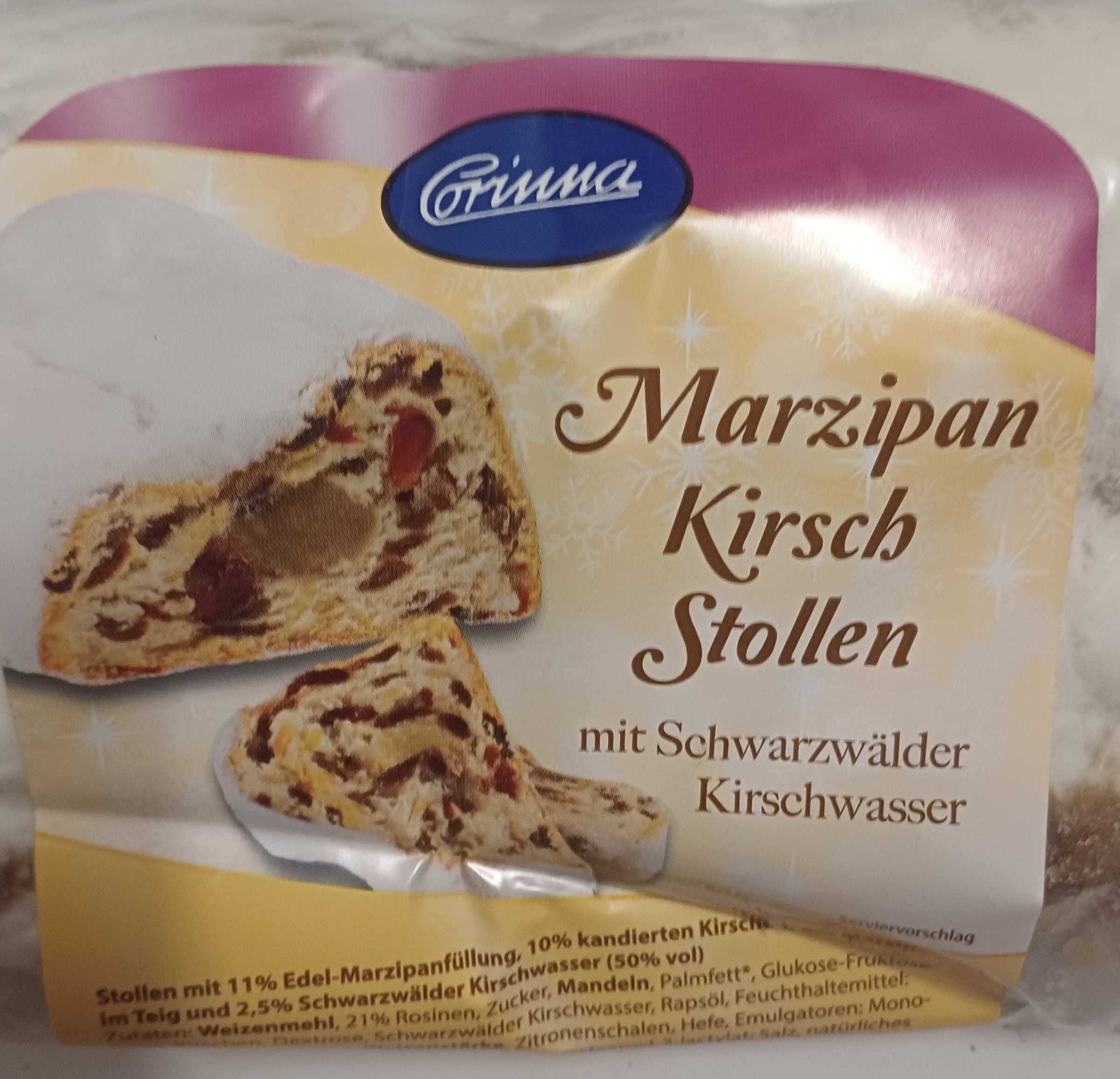 Marzipan Kirsch Stollen mit Kirschwasser