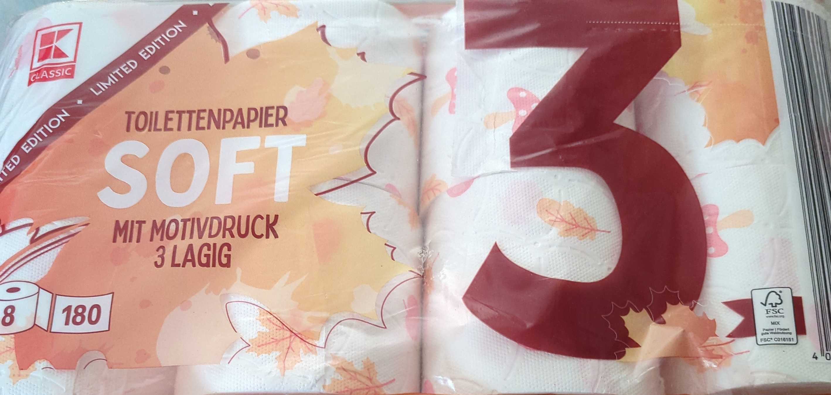 Toilettenpapier SOFT mit Motivdruck 3 lagig 