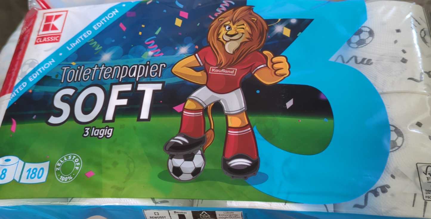 Toilettenpapier SOFT, 3lagig, Fußball