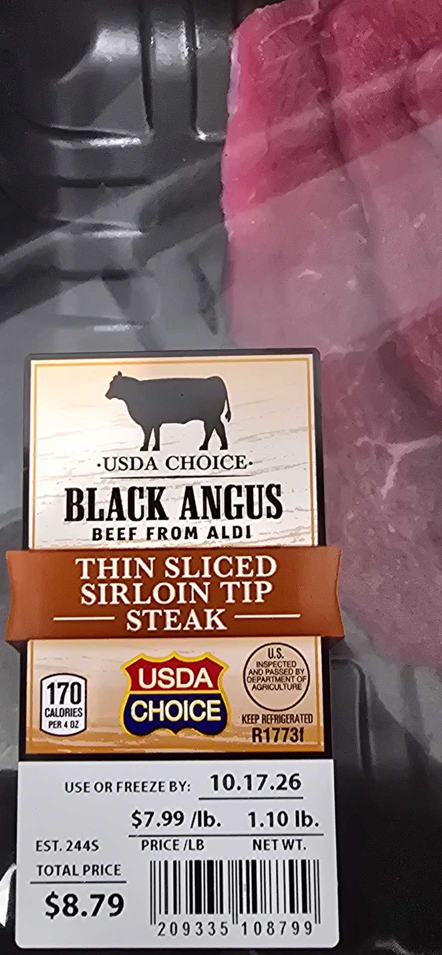 Thin sliced sirloin