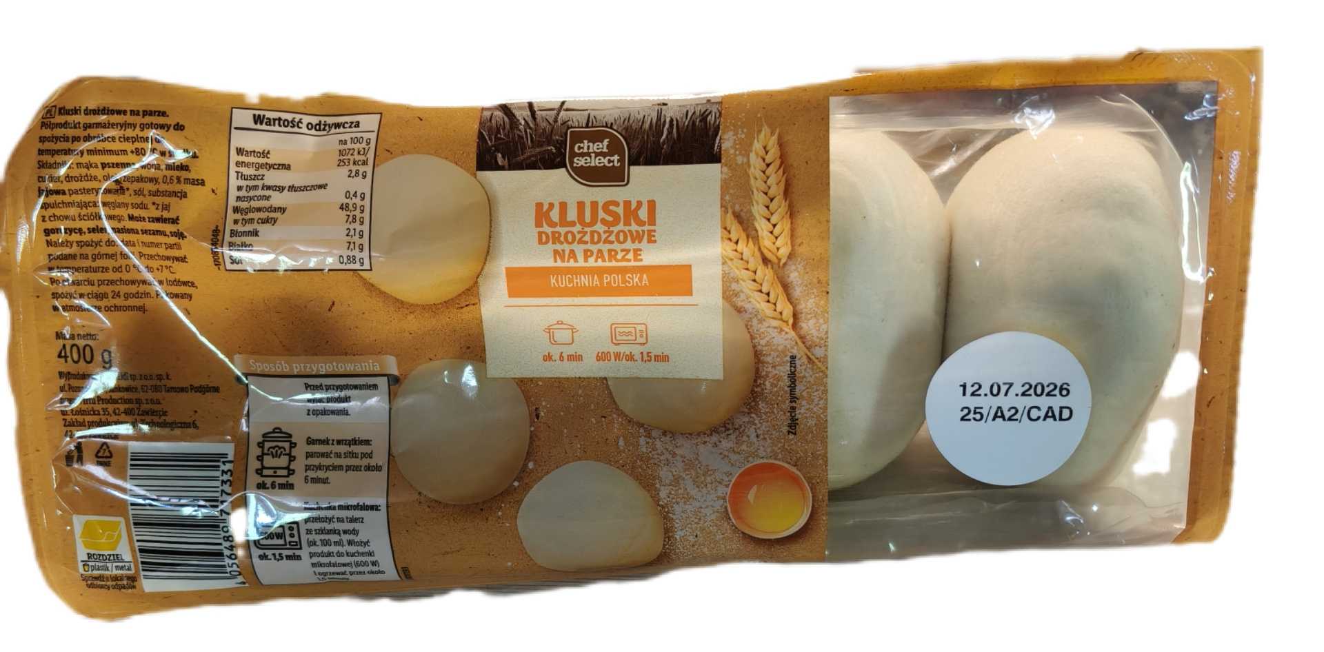 Kluski drożdżowe na parze