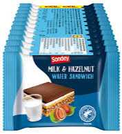Wafelki z kremem mlecznym i orzechowym