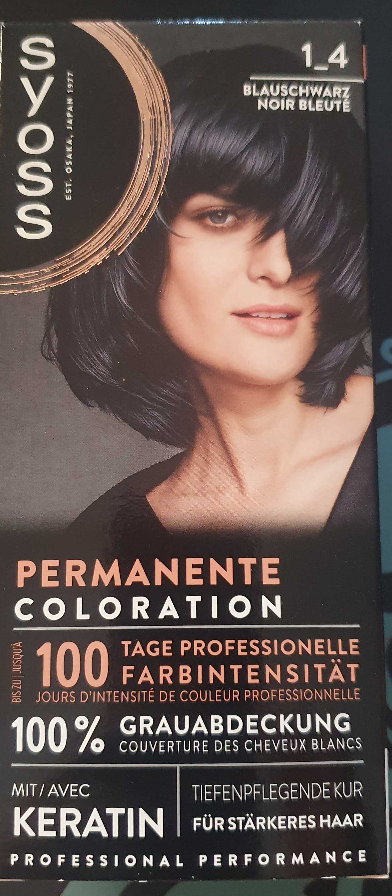 Permanente Coloration Blau-Schwarz