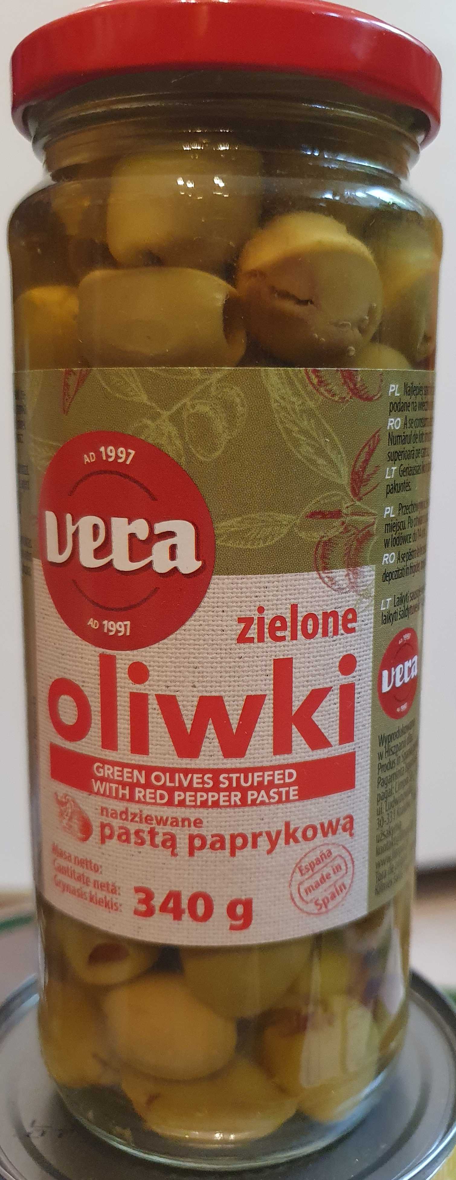Oliwki zielone nadziewane pastą paprykową