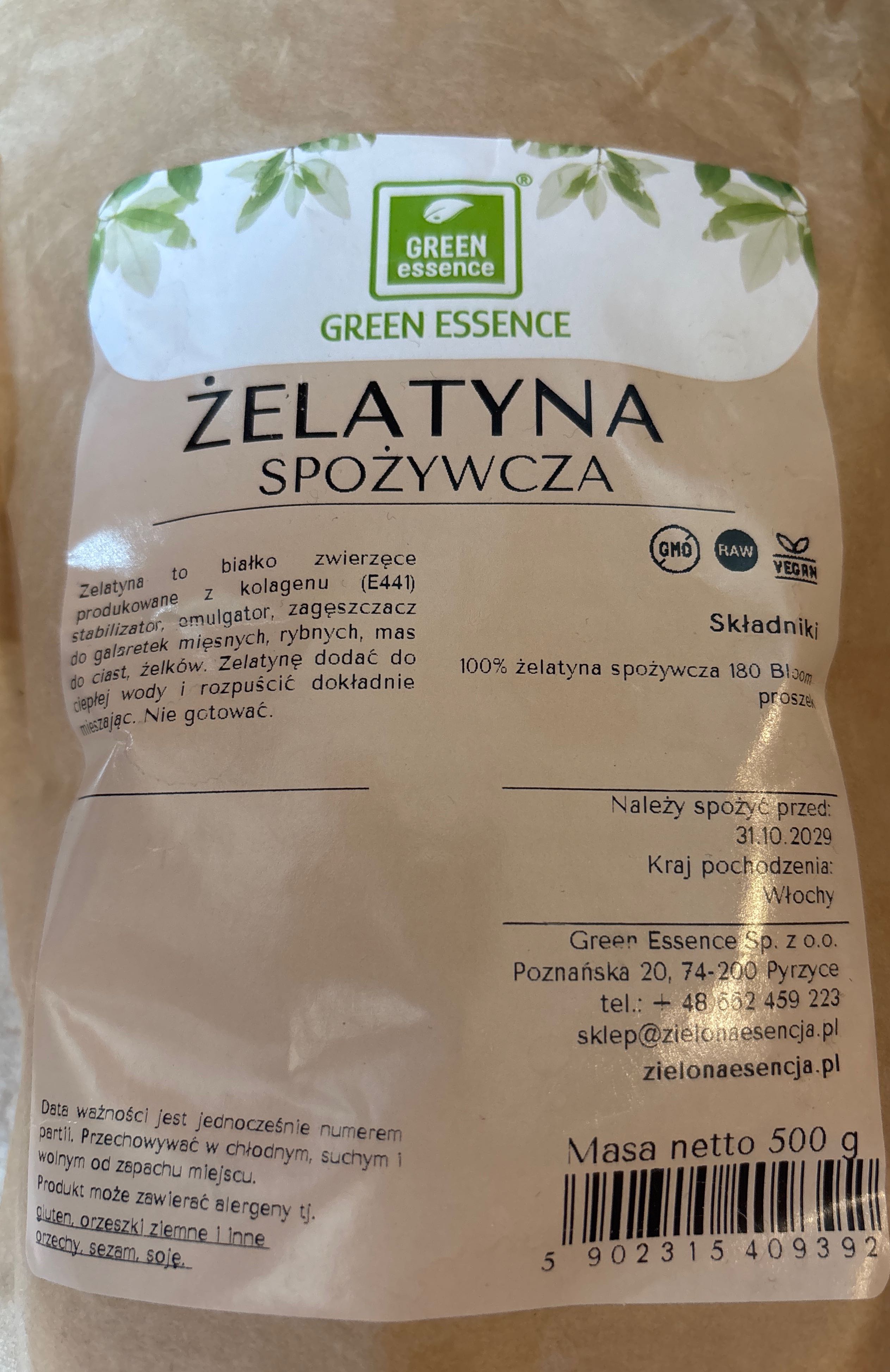 Żelatyna 180 bloom