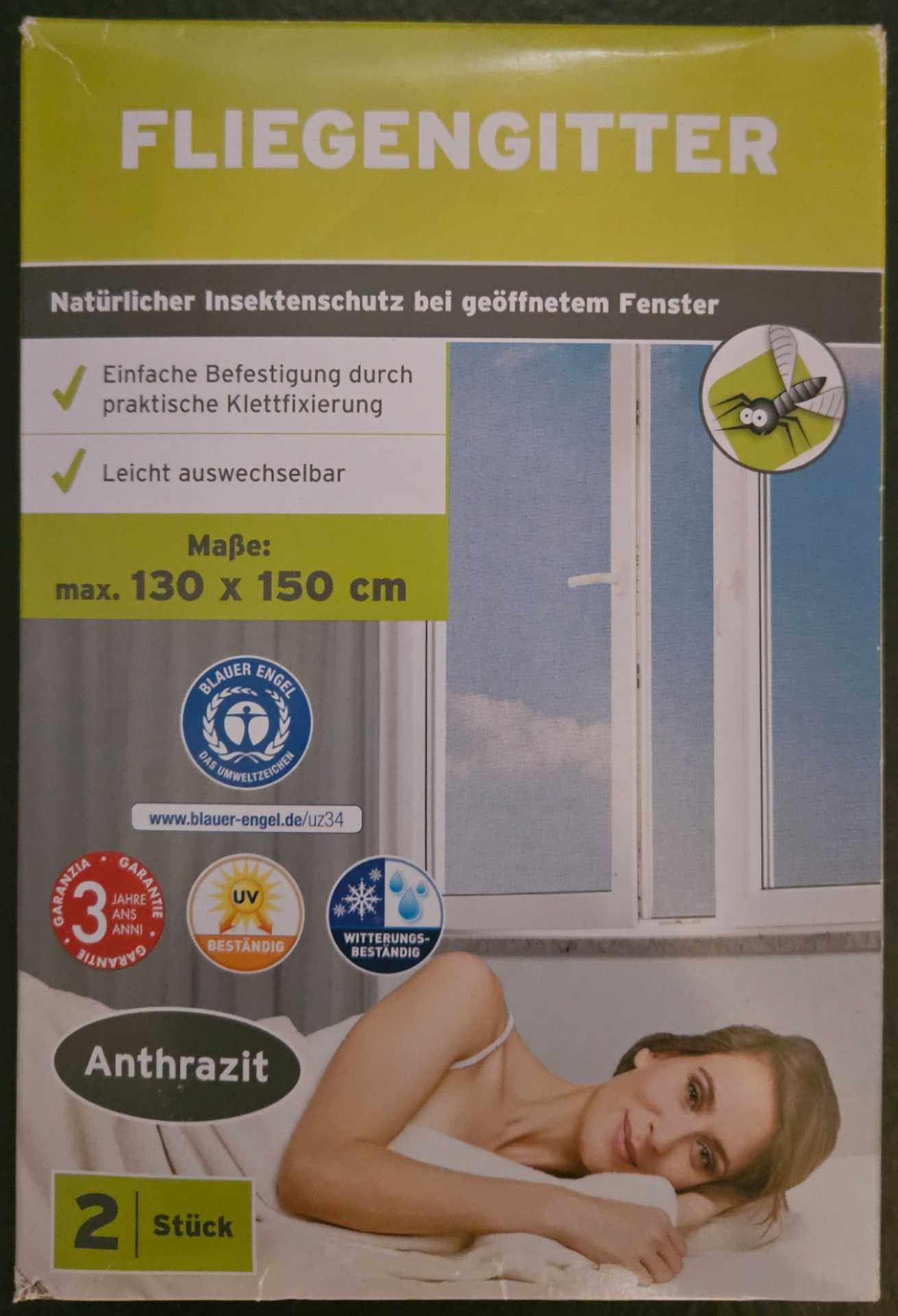 Fliegengitter Fenster max. 130 x 150 cm anthrazit - Smartmaxx