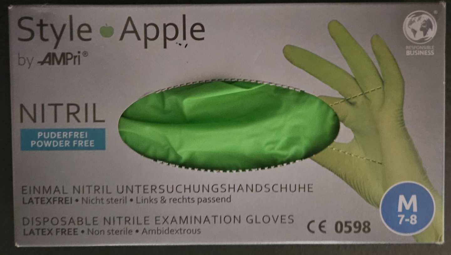 Style Apple Nitril-Handschuhe Grün, Größe M, unsteril, puderfrei - AMPrii