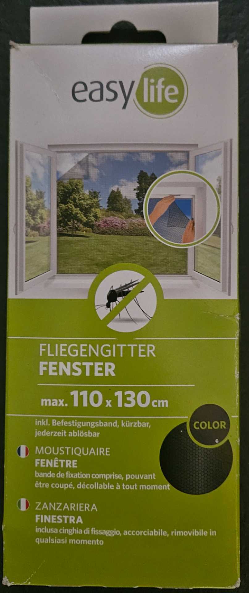 Fliegengitter Fenster max. 110 x 130 cm anthrazit - Easy life