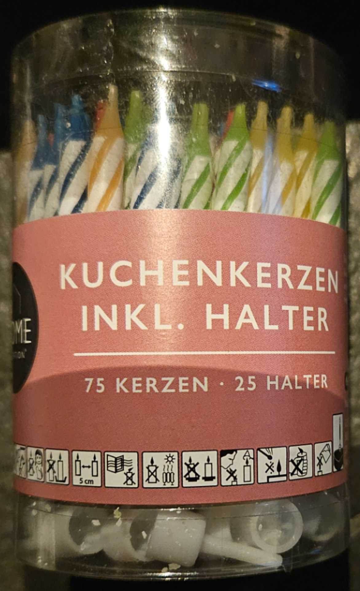 Kuchenkerzen inkl. Halter bunt-weiß gestreift - Home Creation