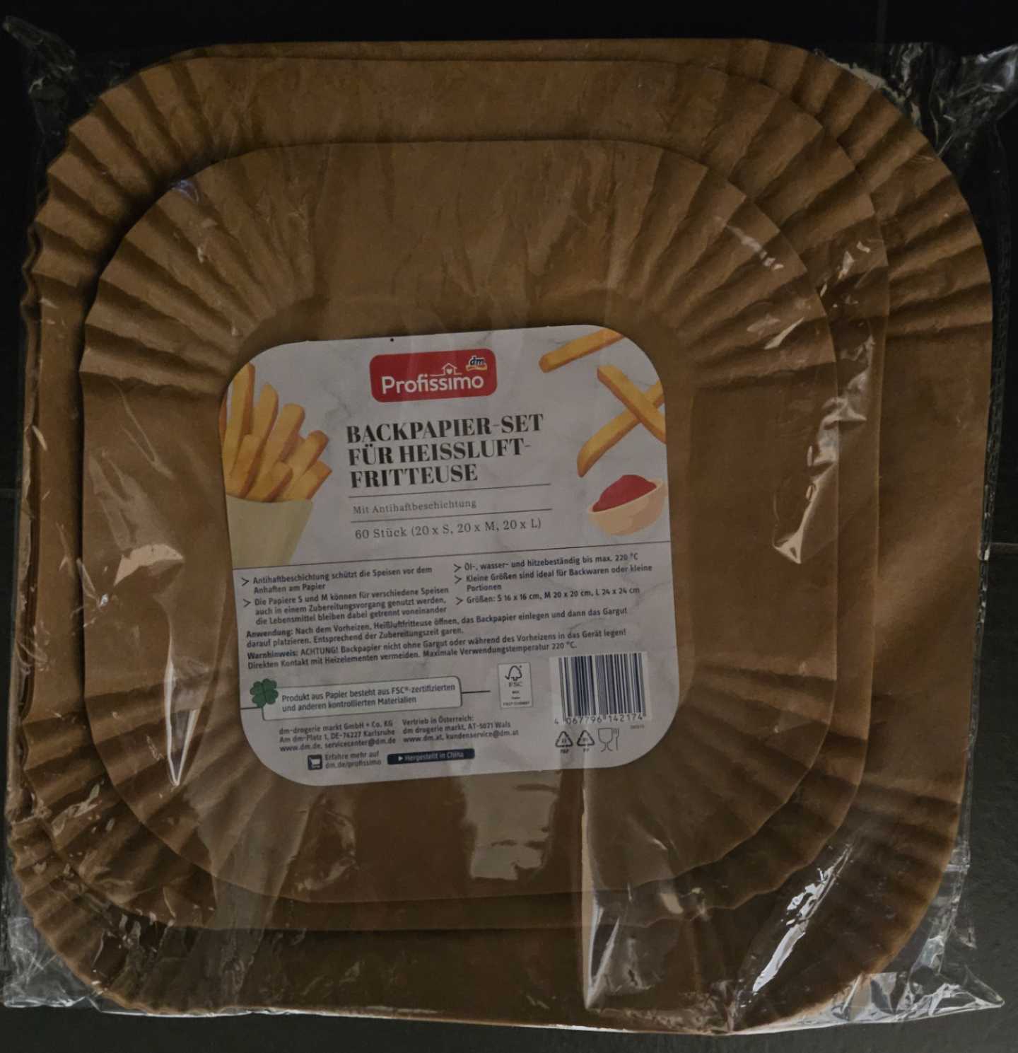 Backpapier-Set für Heißluftfritteuse 3 Größen - Dm Profissimo