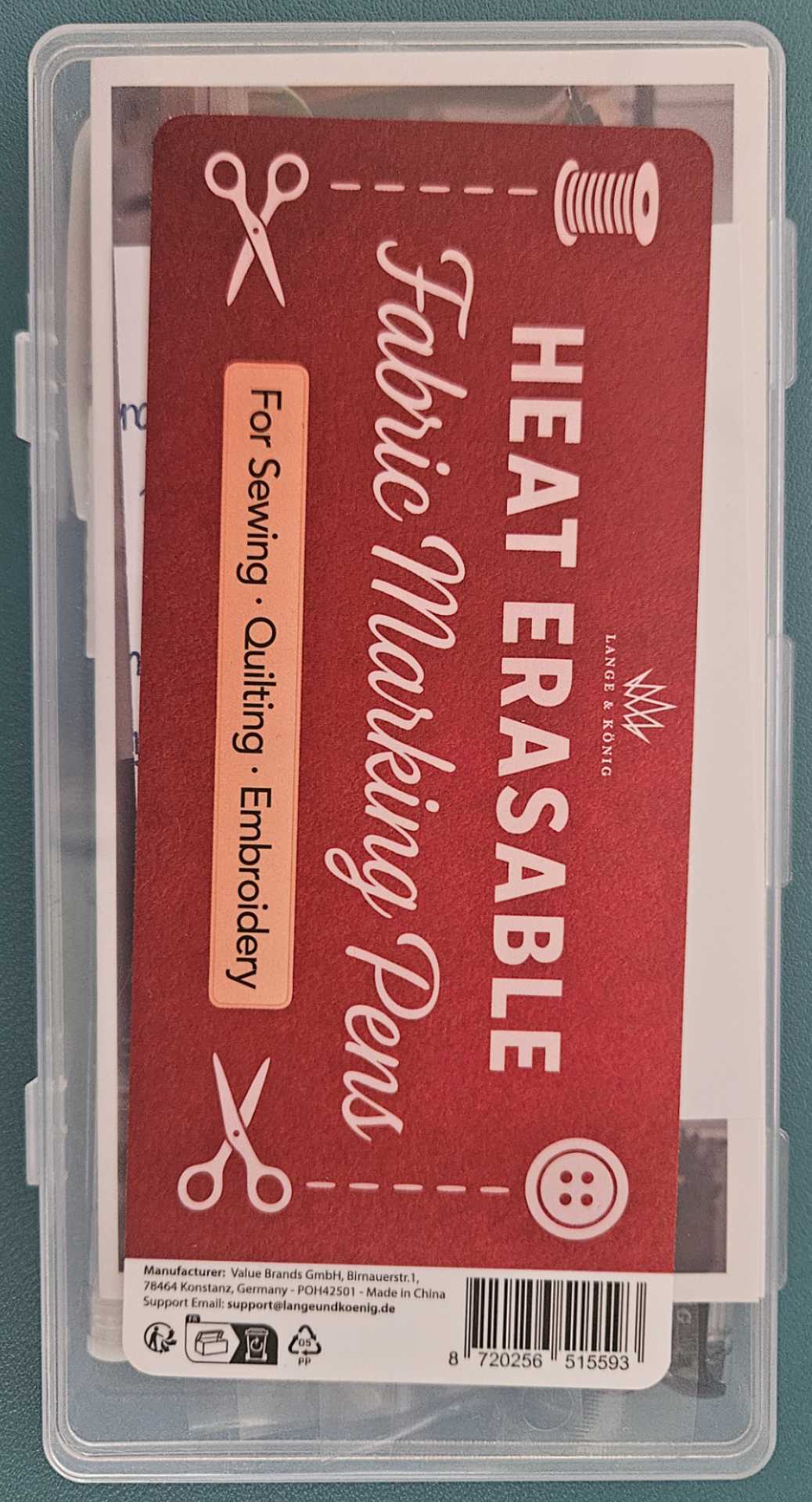 Heat Erasable Fabric Marking Pens - Lange & König