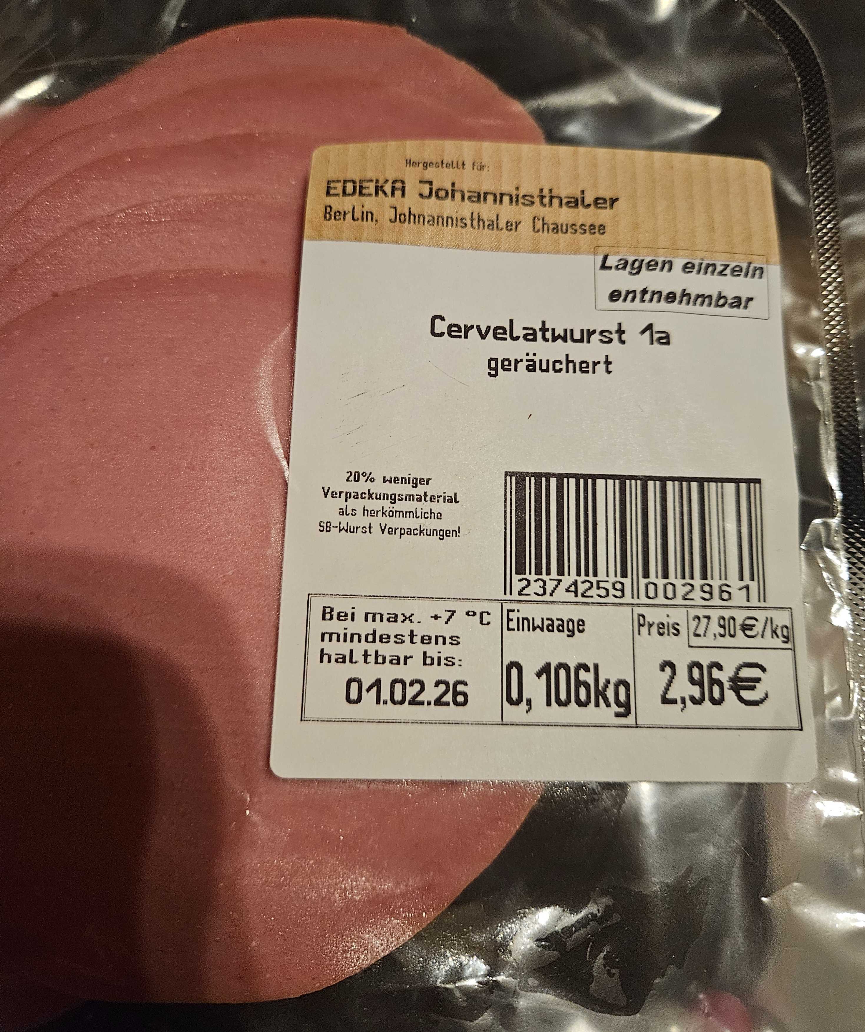 Cervelatwurst geräuchert
