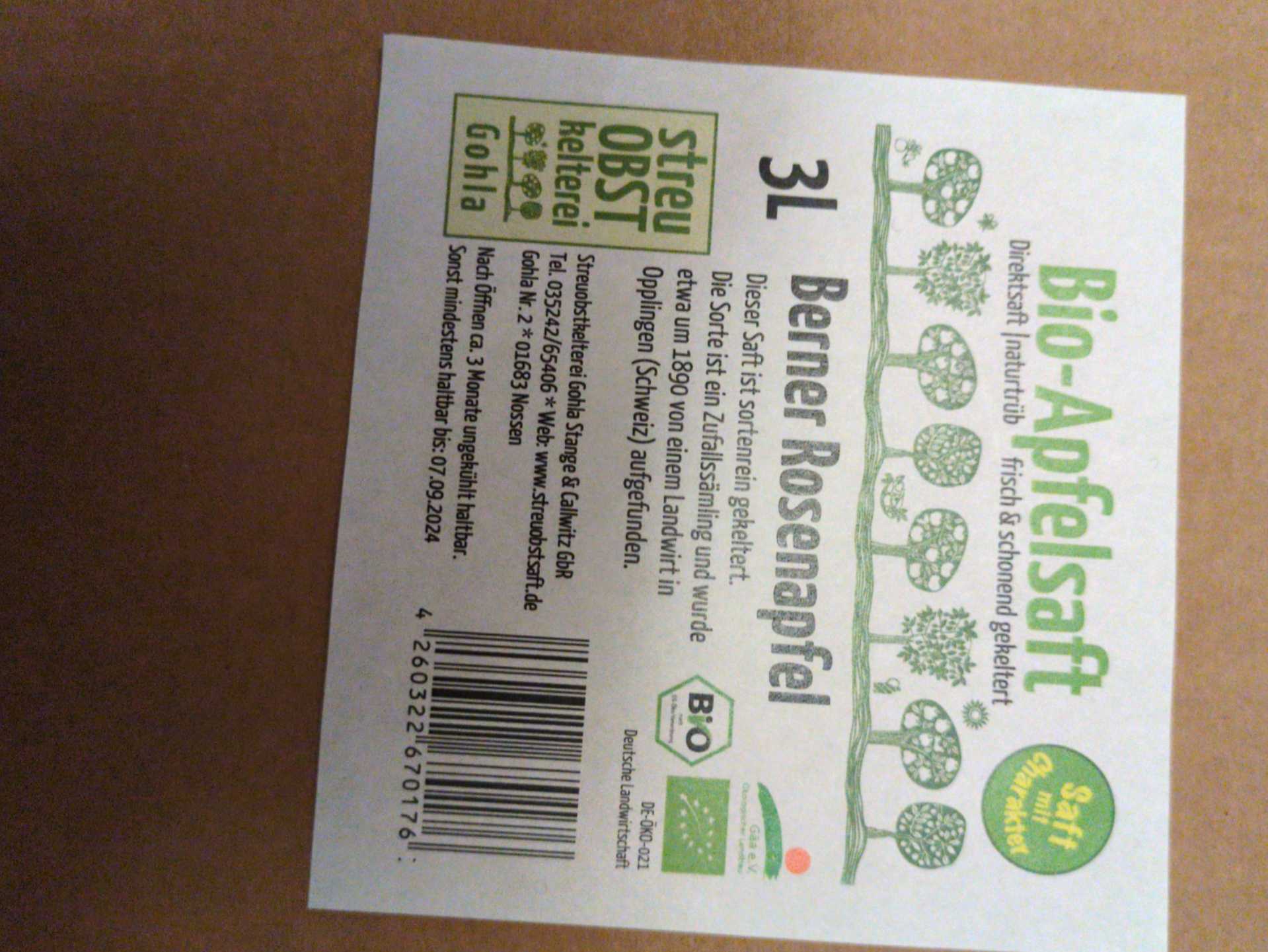 Apfelsaft Berner Rosenapfel