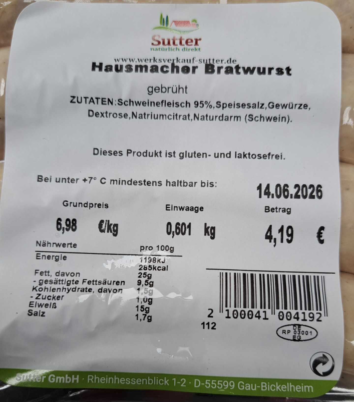Hausmacher Bratwurst
