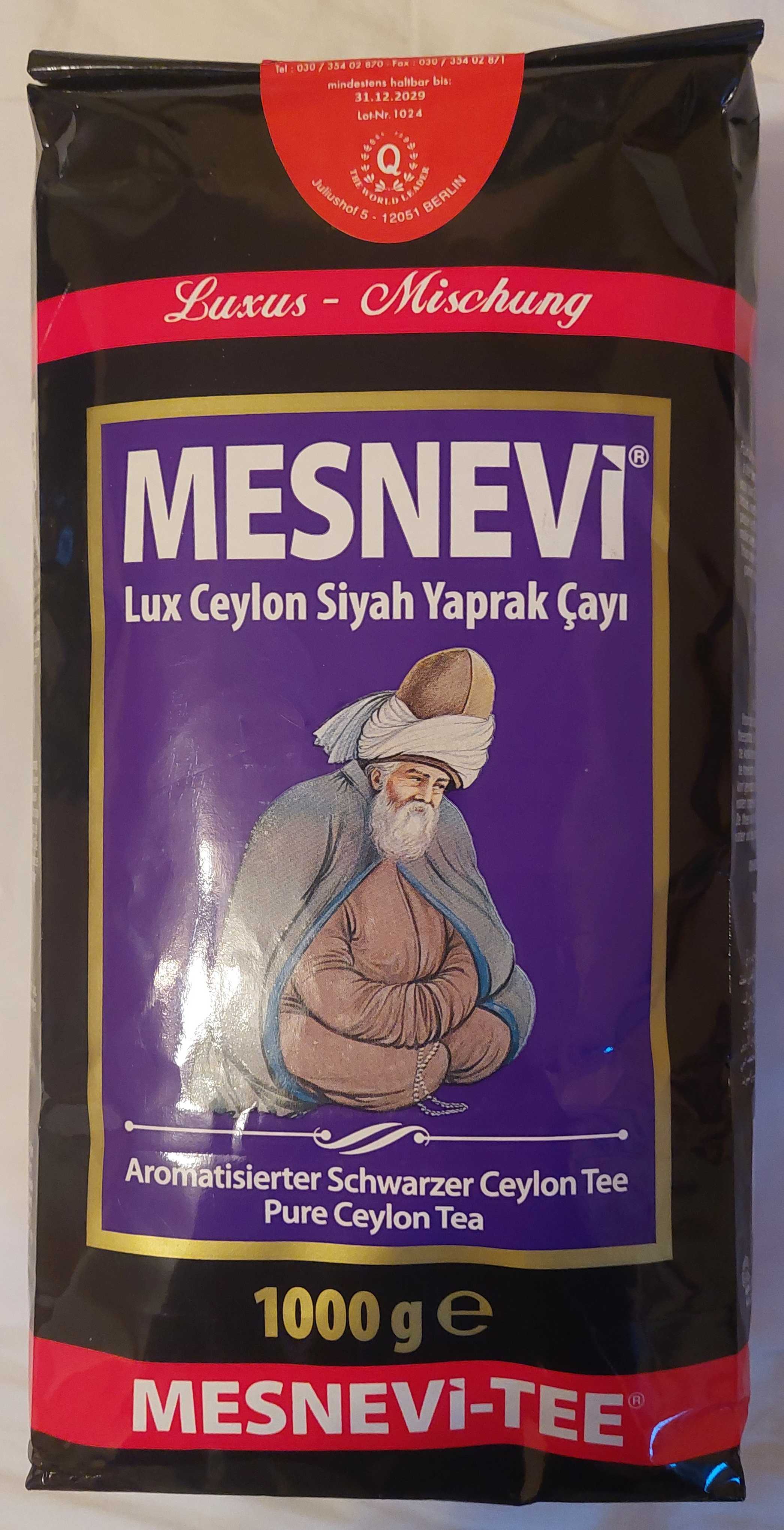 Mesnnevi Lux Ceylon Siyah Yaprak Çayi