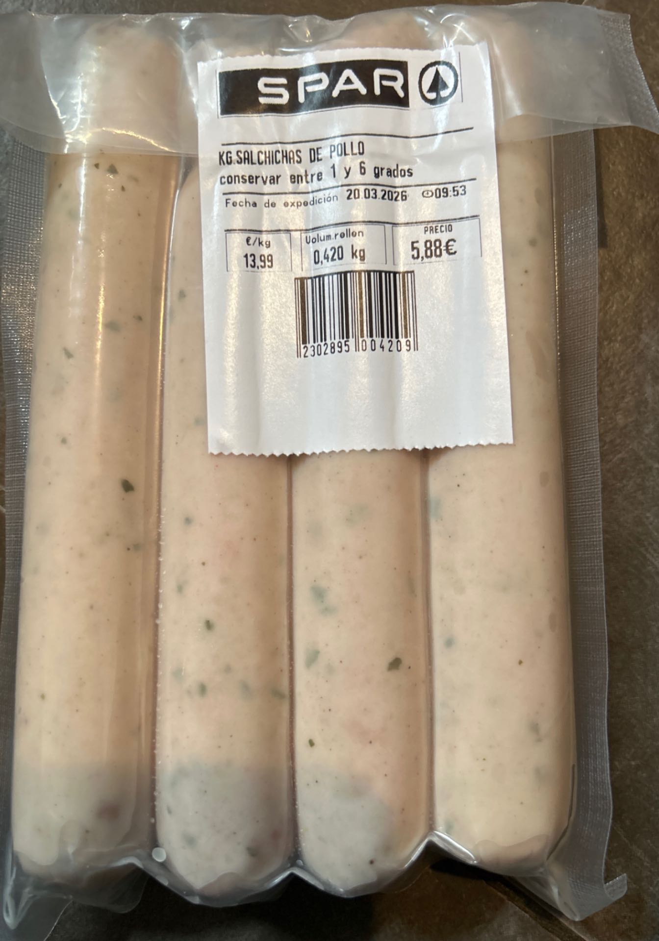 Salchichas de Pollo