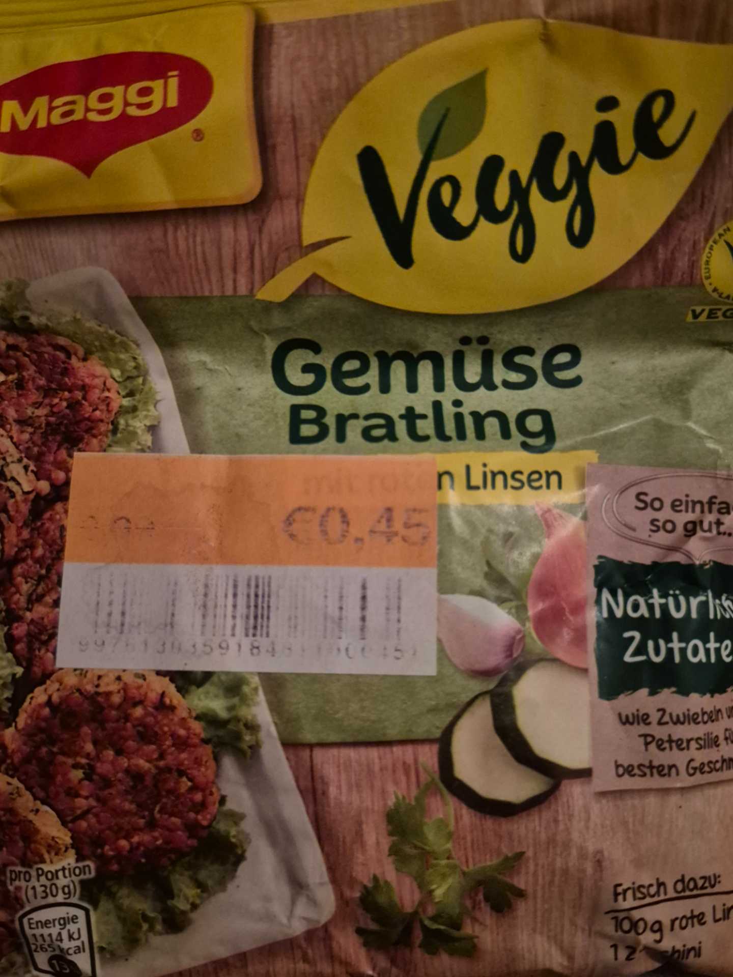 Gemüsebratling mit roten Linsen