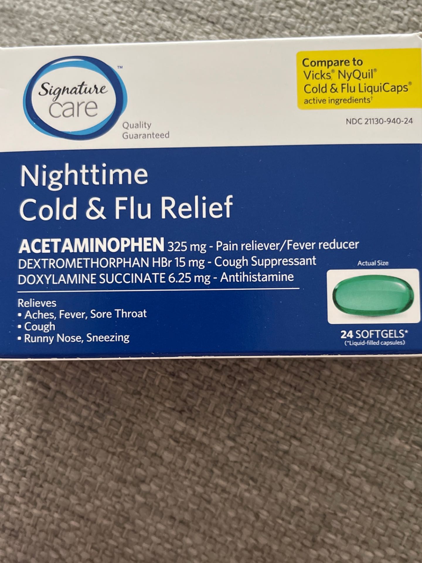 Nighttime cold and flu relief