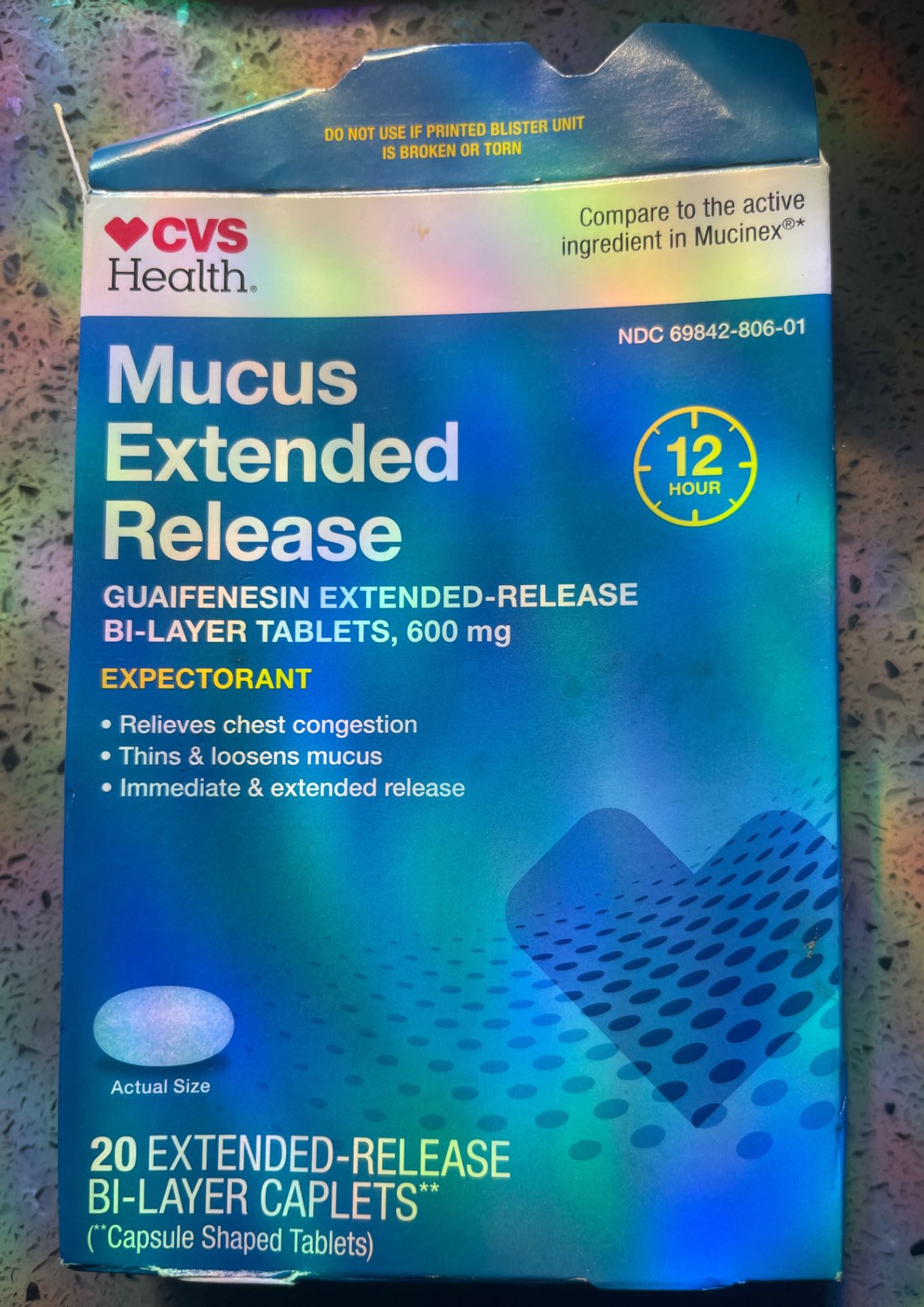 Mucus relief extended tabs, Mucinex