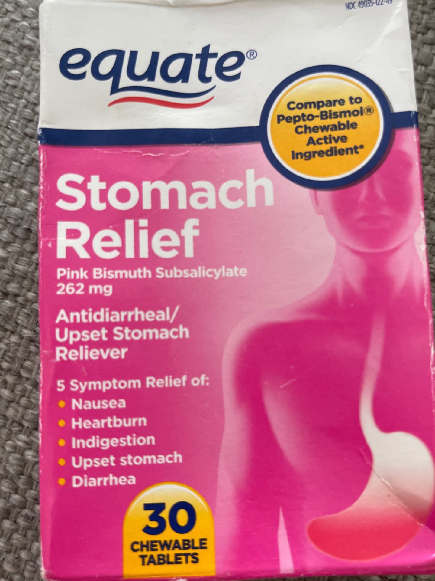 Stomach relief, pink Bismith tablets