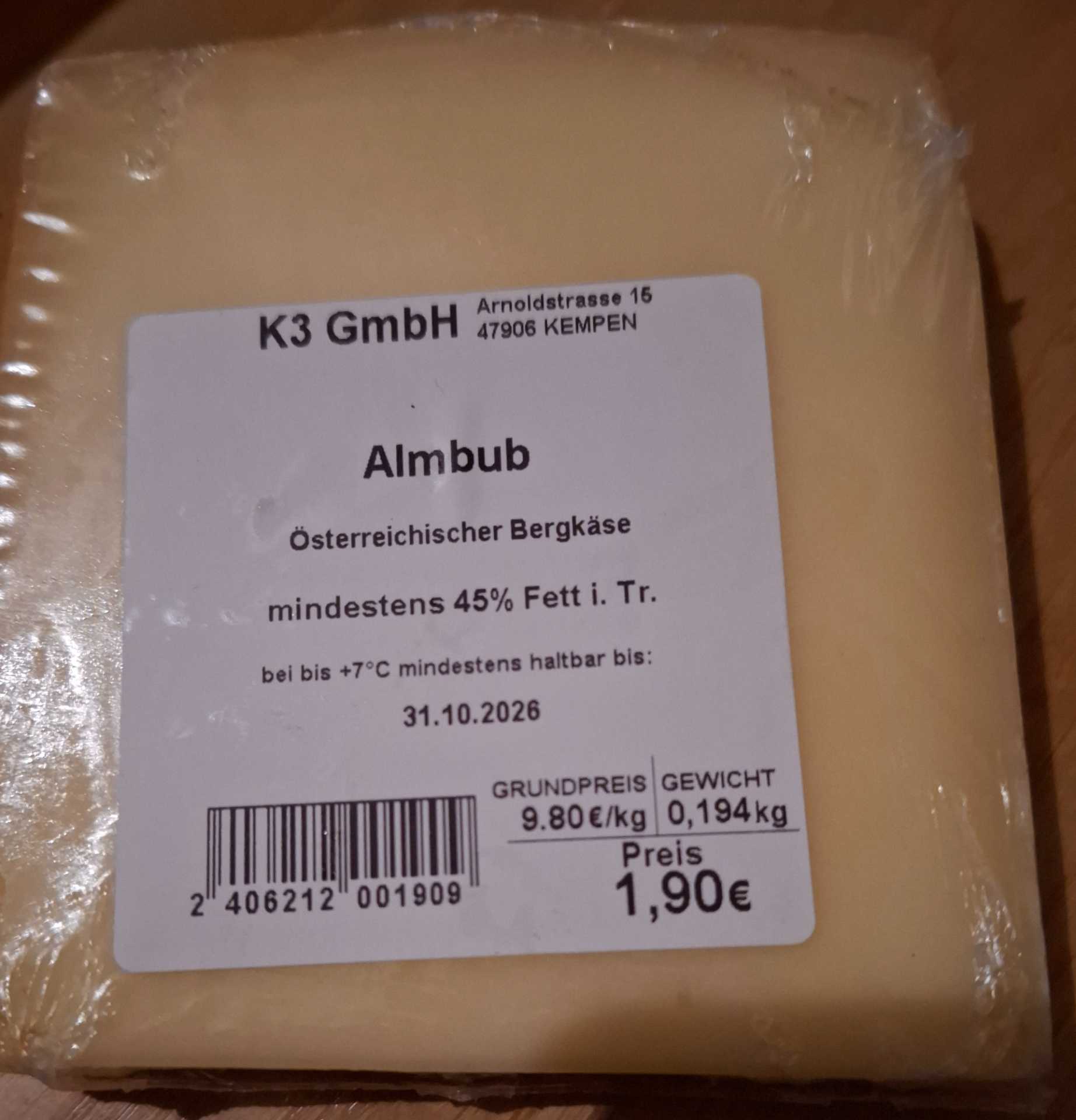 Almbub Österreichischer Bergkäse