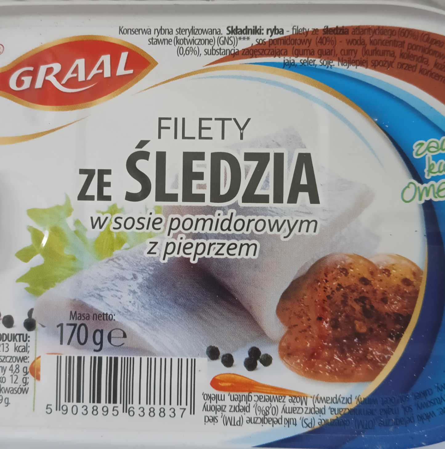 Filety ze śledzia w sosie pomidorowym z pieprzem
