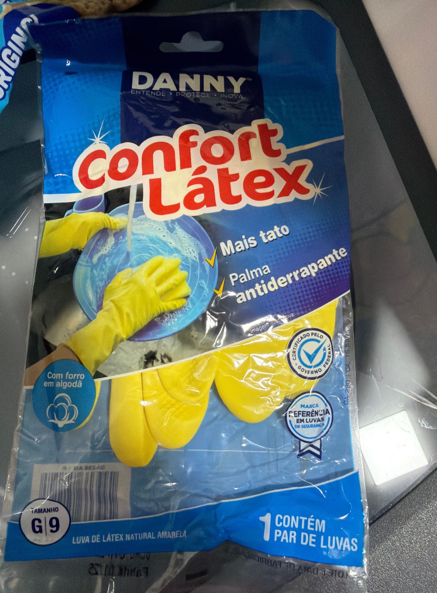 Luva de Látex Reutilizável G, Amarela